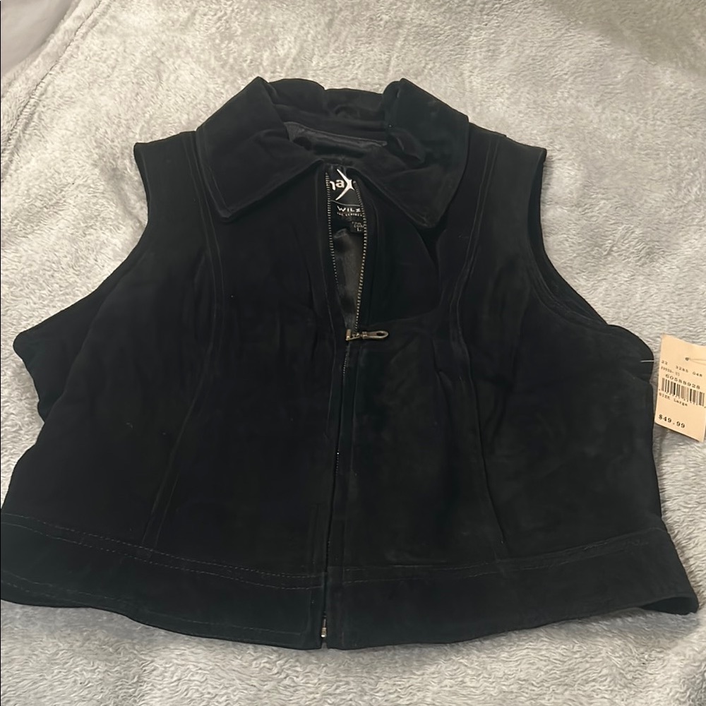 Women's Suede Black Vest